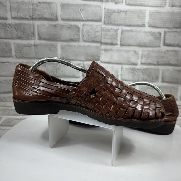 Sunsteps Men\'s Size 10 Brown Leather Hand Woven Huarache Comfort Sandals Classic main image 4
